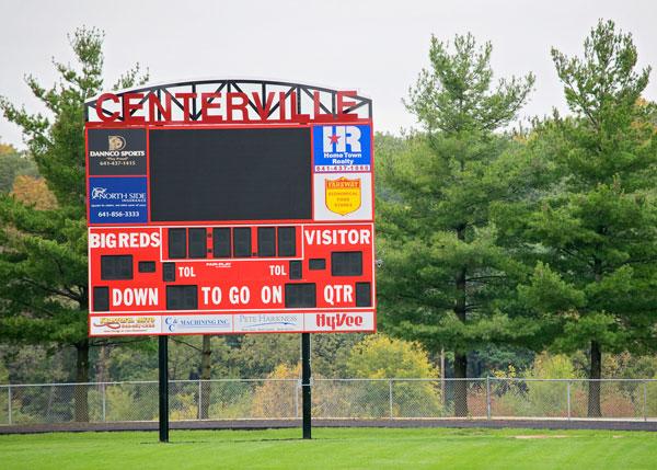 Centerville scoreboard on Football field