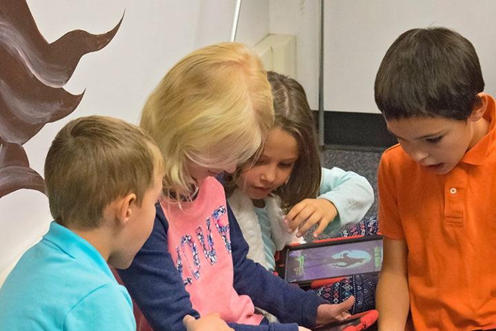 Lakeview Elementary Children using tablet devices
